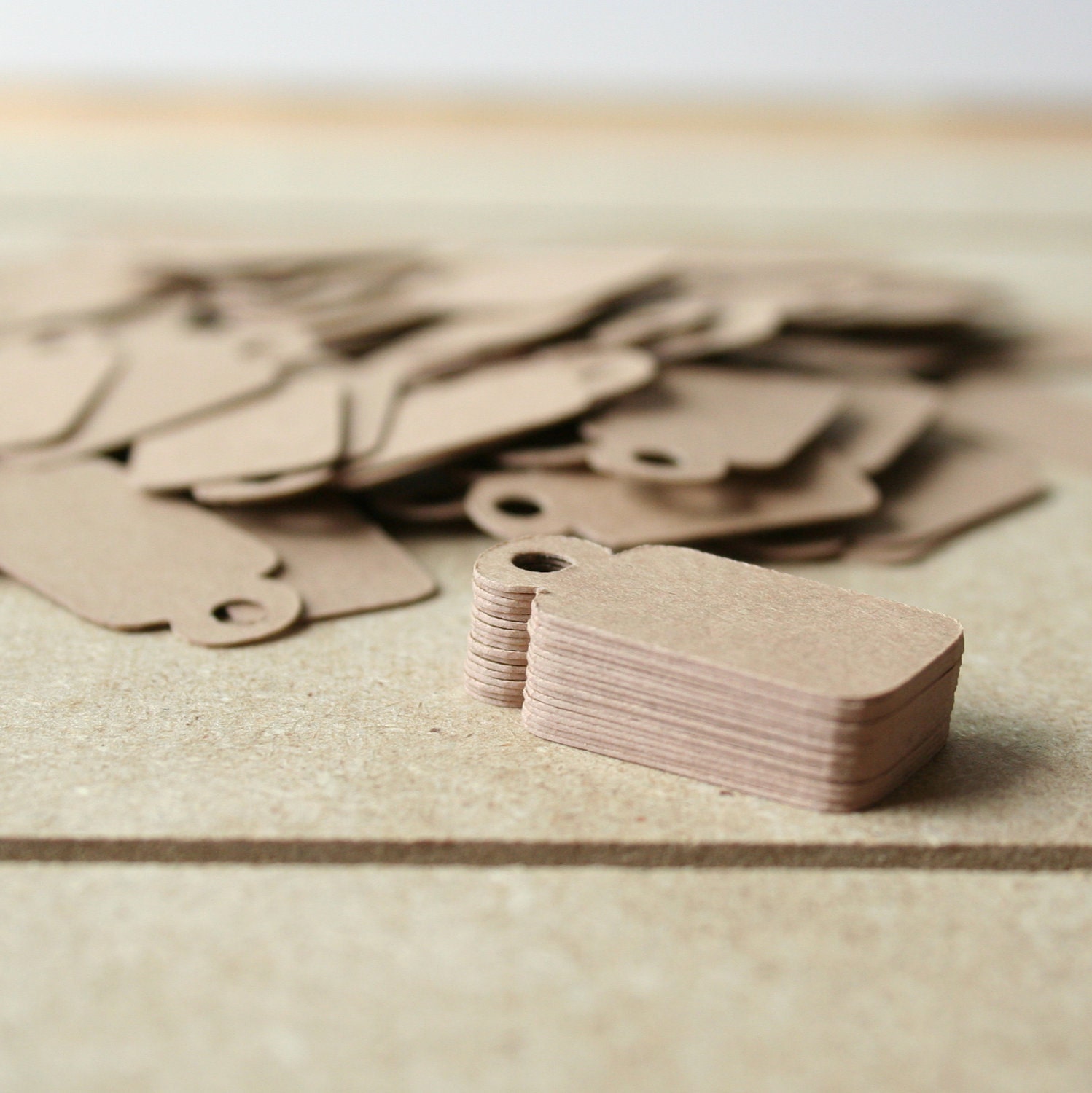 100 Mini Kraft Hang Tags / Jewelry Tags / Product Tags / Labels - 1 inch