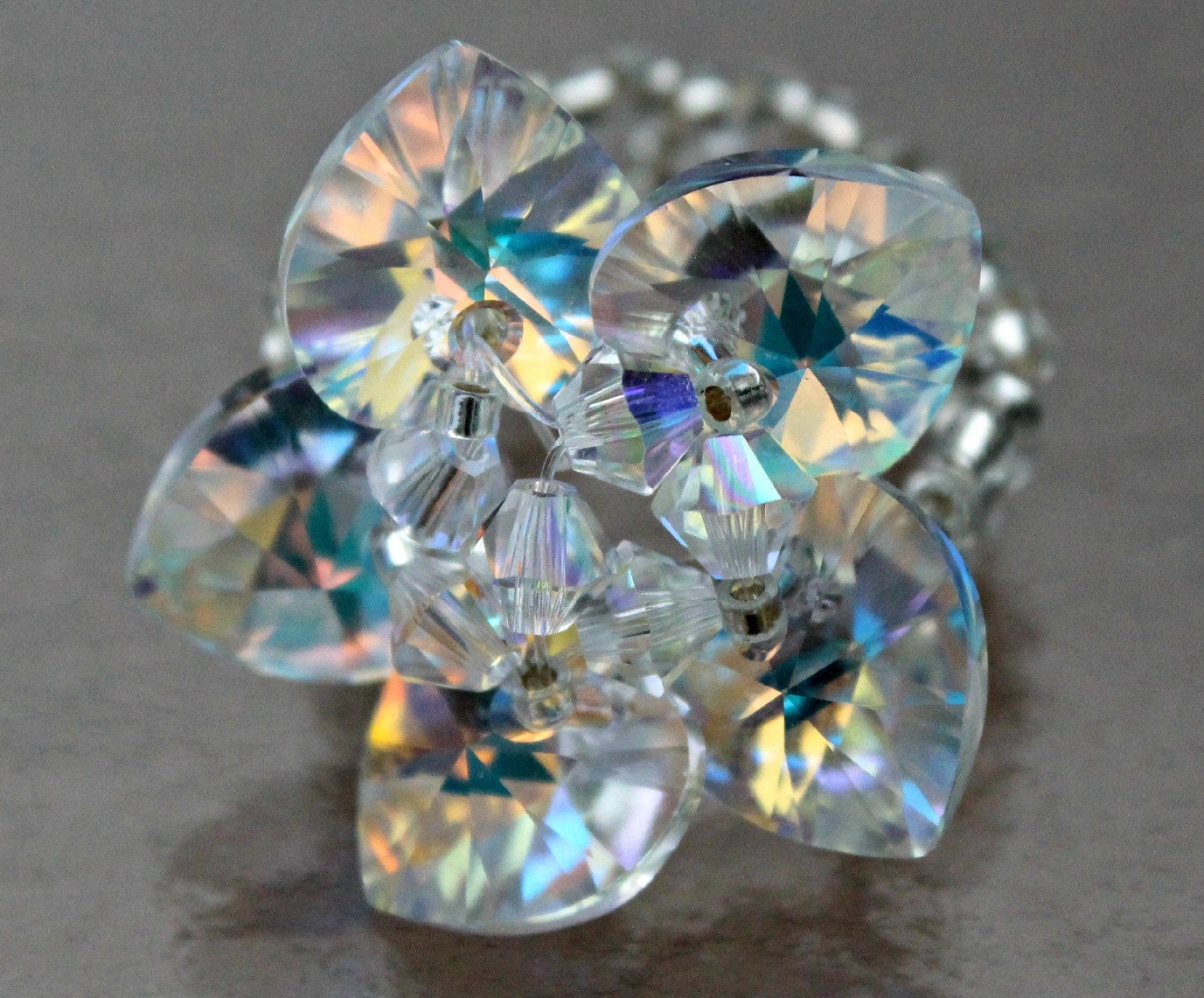 Swarovski Crystal AB Five Petal Love Me Ring