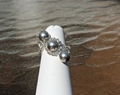 Swarovski Silver Pearl Diagonal Ring