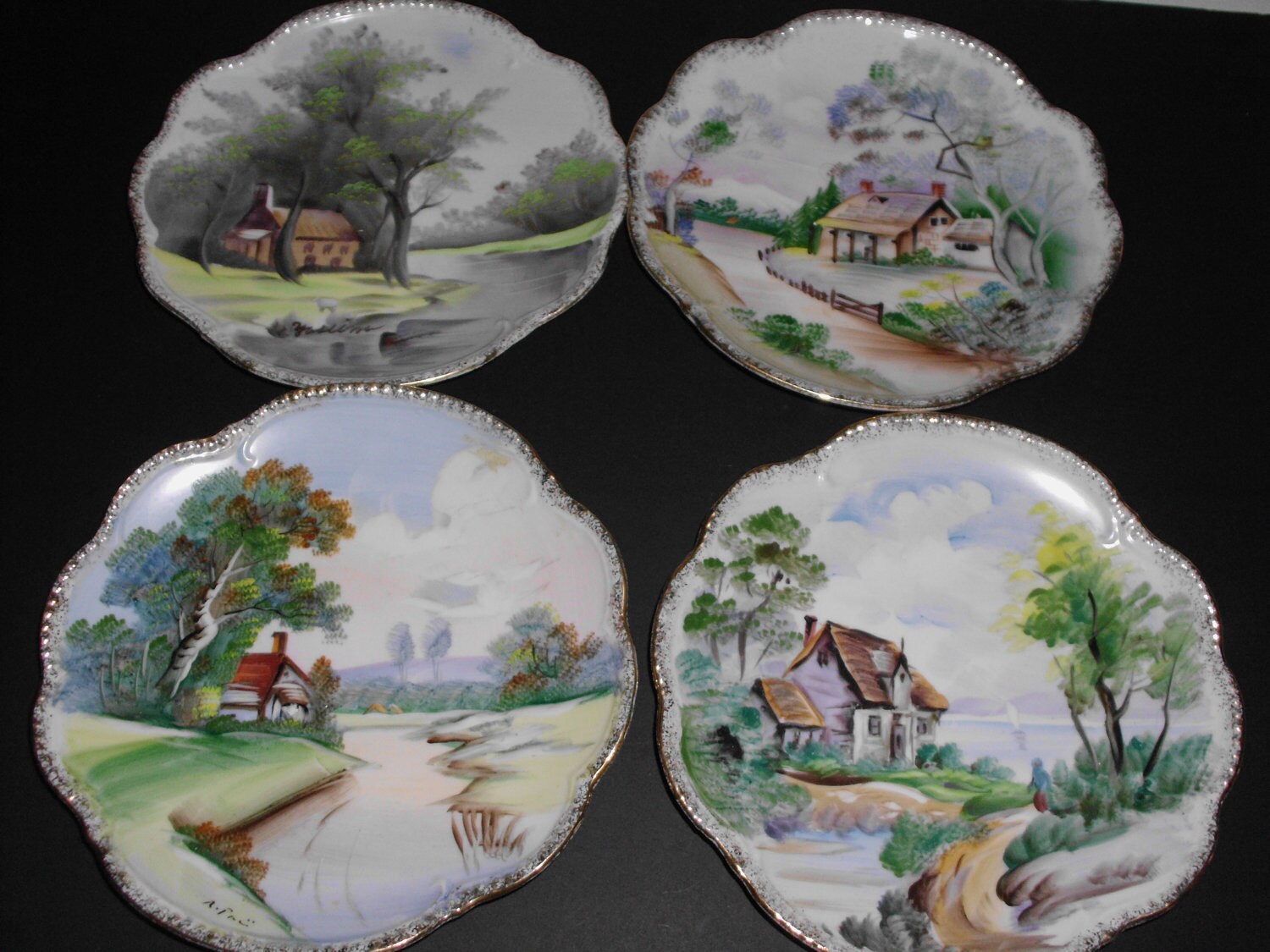Vintage UCAGCO hand painted porcelain plates Japan by tjmccarty