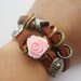 Bracelet-real leather bracelet with resin flower,genuine leather bracelet