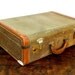 Vintage Brown Tweed and Leather Decorative Luggage/ Suitcase