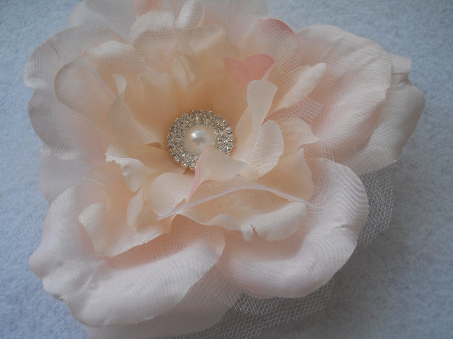 SALE- Anastasia - The Layered Floral and Tulle Fascinator Clip Wedding Head Piece by Leelee's Bridal Accessories on Etsy