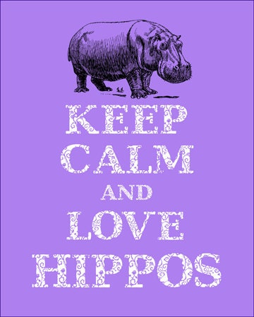 Keep Calm and Love Hippos Print Hippopotamus Art Print Hippopotamuses I Love Hippos Africa Madagascar River Horse Pink Purple Lavender