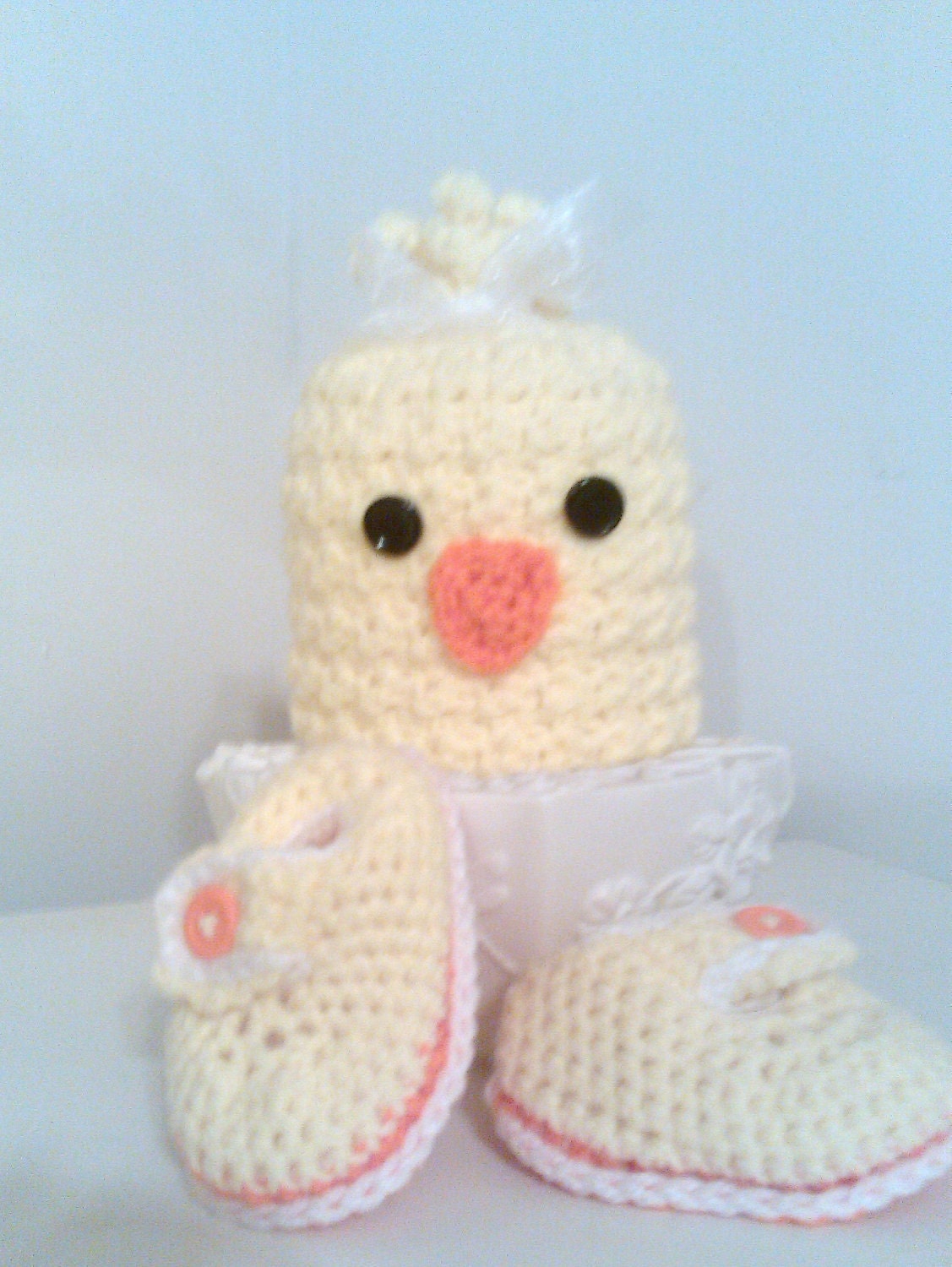 Crochet Newborn Chick/Duck Hat & Booties Set