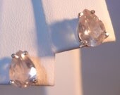 7x5mm Pear-Shaped Pink Rose Quartz Four Prong Sterling Silver Stud Earrings