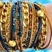 Boho Chic Endless Leather Wrap Beaded Bracelet with Chunky Gold Chain Accents...Polo Club..