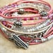 Boho Chic Endless Leather Wrap Beaded Bracelet...Breast Cancer Awareness...."FREE SHIPPING"