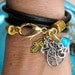Boho Chic Black Triple Wrap Leather Charm Bracelet with Tree of Life, Hamsa, Ohm, Cross, Evil Eye...."FREE SHIPPING"