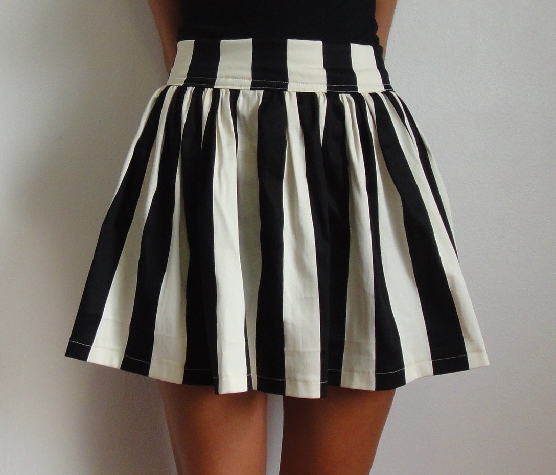Black and White Striped puff, mini skirt