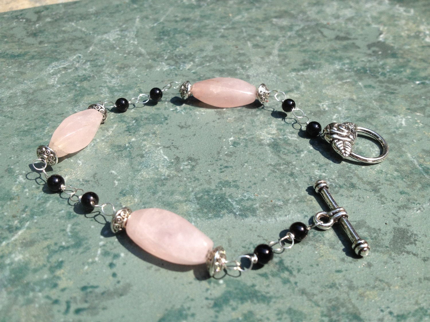 Rose Quartz Bracelet with Toggle Clasp