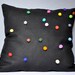 Black Linen Pillow Case With Colorful Felt Balls 20x20 Inch White Black Brown Green Blue Violet Pink Red Orange Yellow