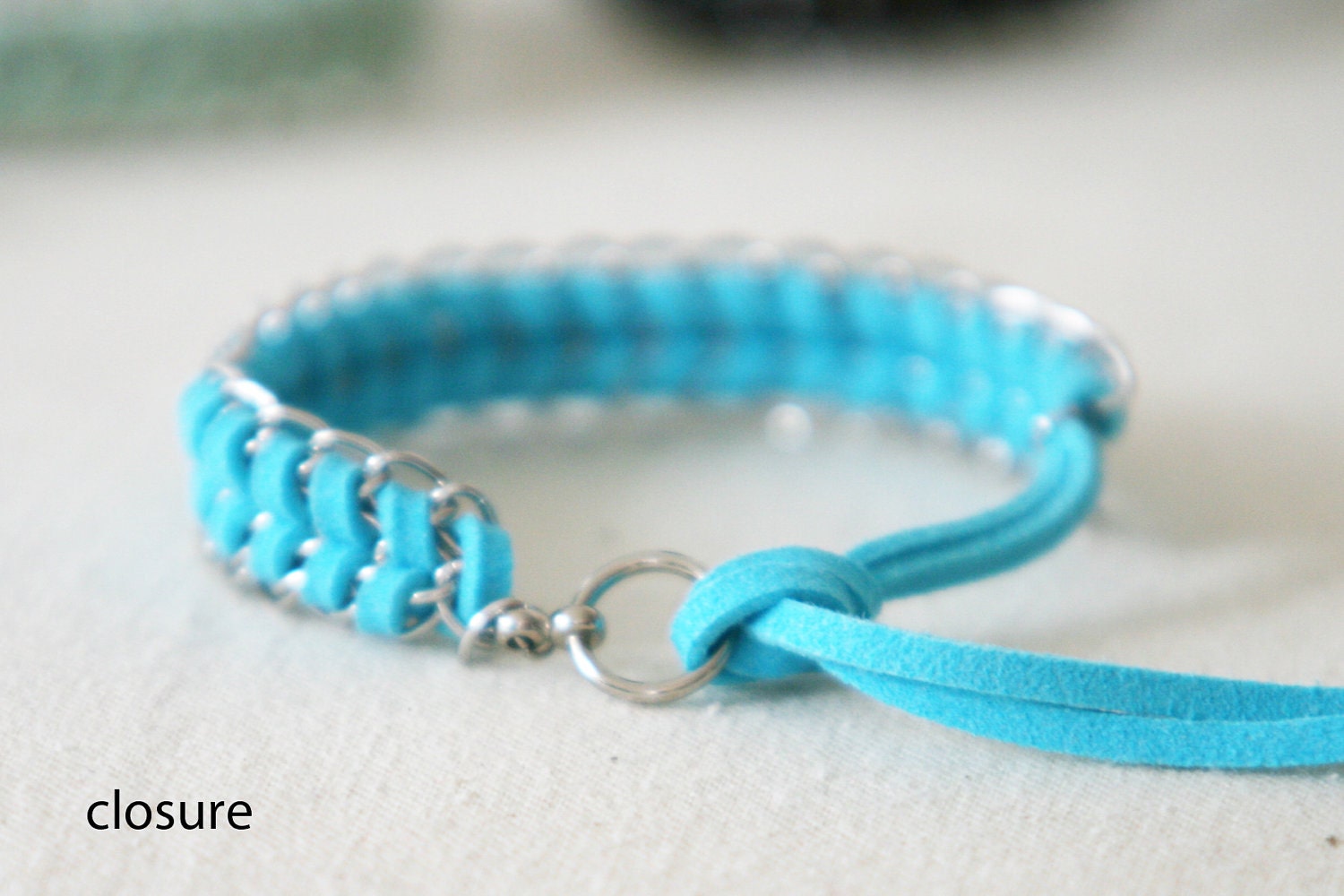 Chevron braided suede bracelets in gold or silver chain. Great for layering or stacking.