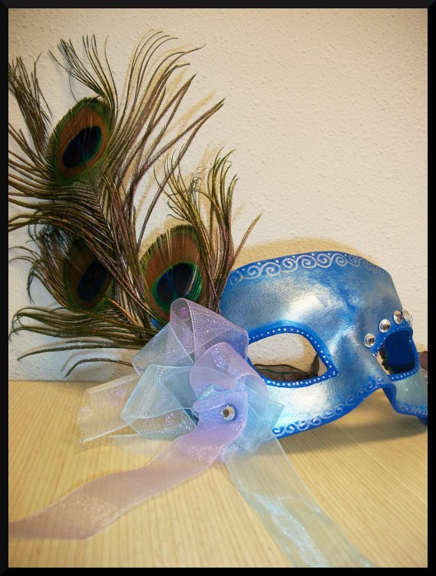 Leather Peacock Feather Masquerade Custom Mask