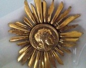 Vintage 1960's PIN off beat wedding groomsmen boutonniere Steampunk groom gothic groom spring trends groom Grecian Coin Bohemian groom