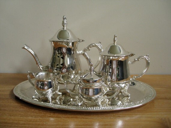 Six piece child size silver plated tea set by Sweetpotatojack