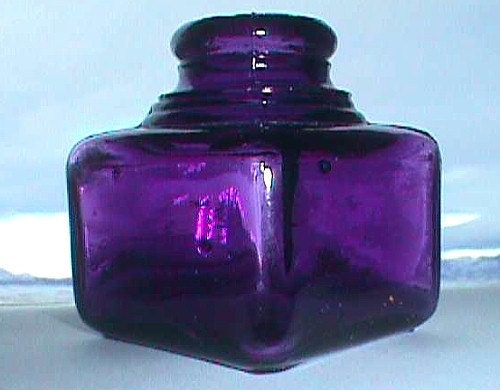 Antique old SANFORD INK well - beautiful Pristine Clean deep sun colored lavendar bottle 100 years old