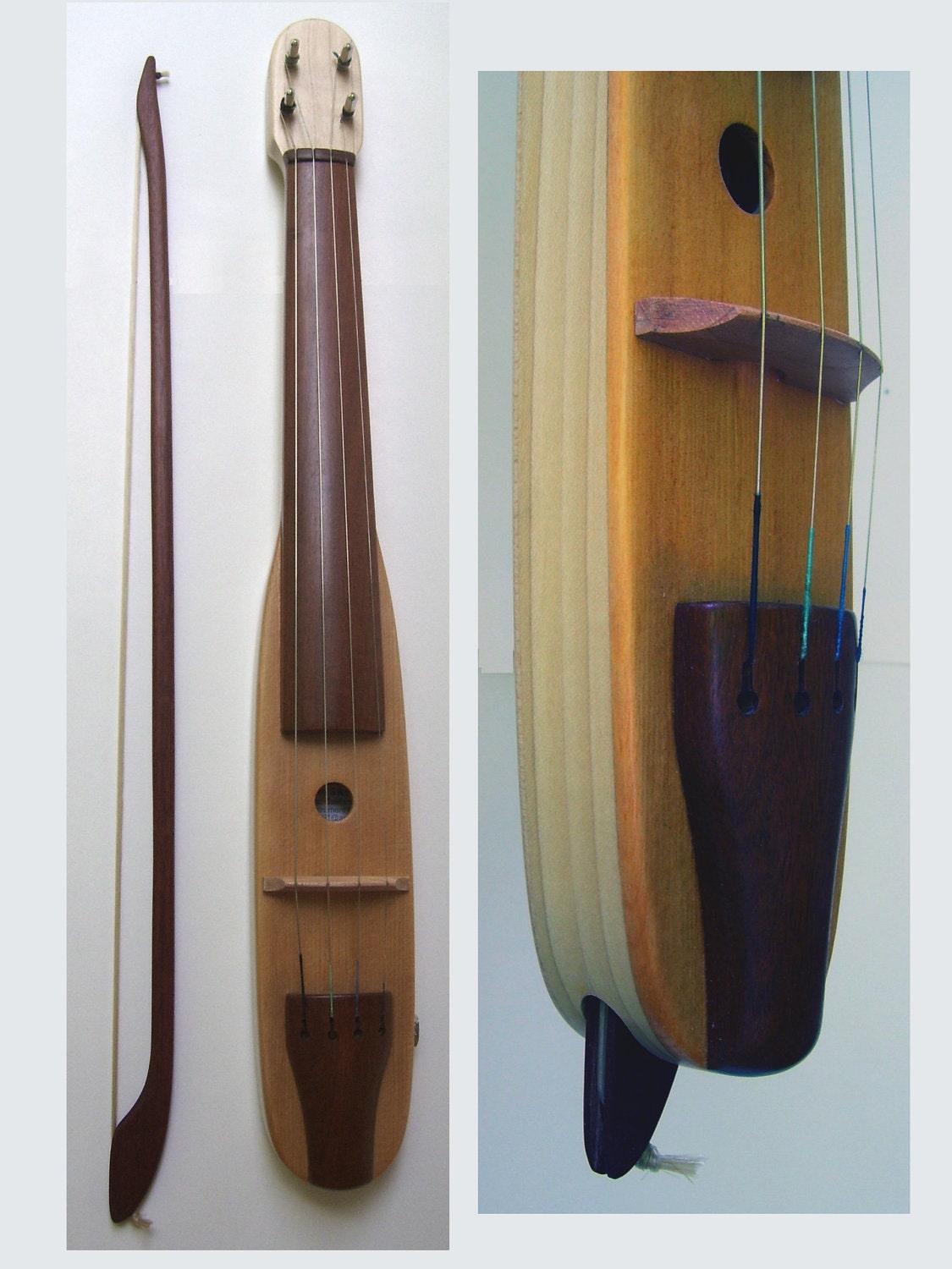 Custom Designed Pocket Violin - Fiddle - Internally stored Bow