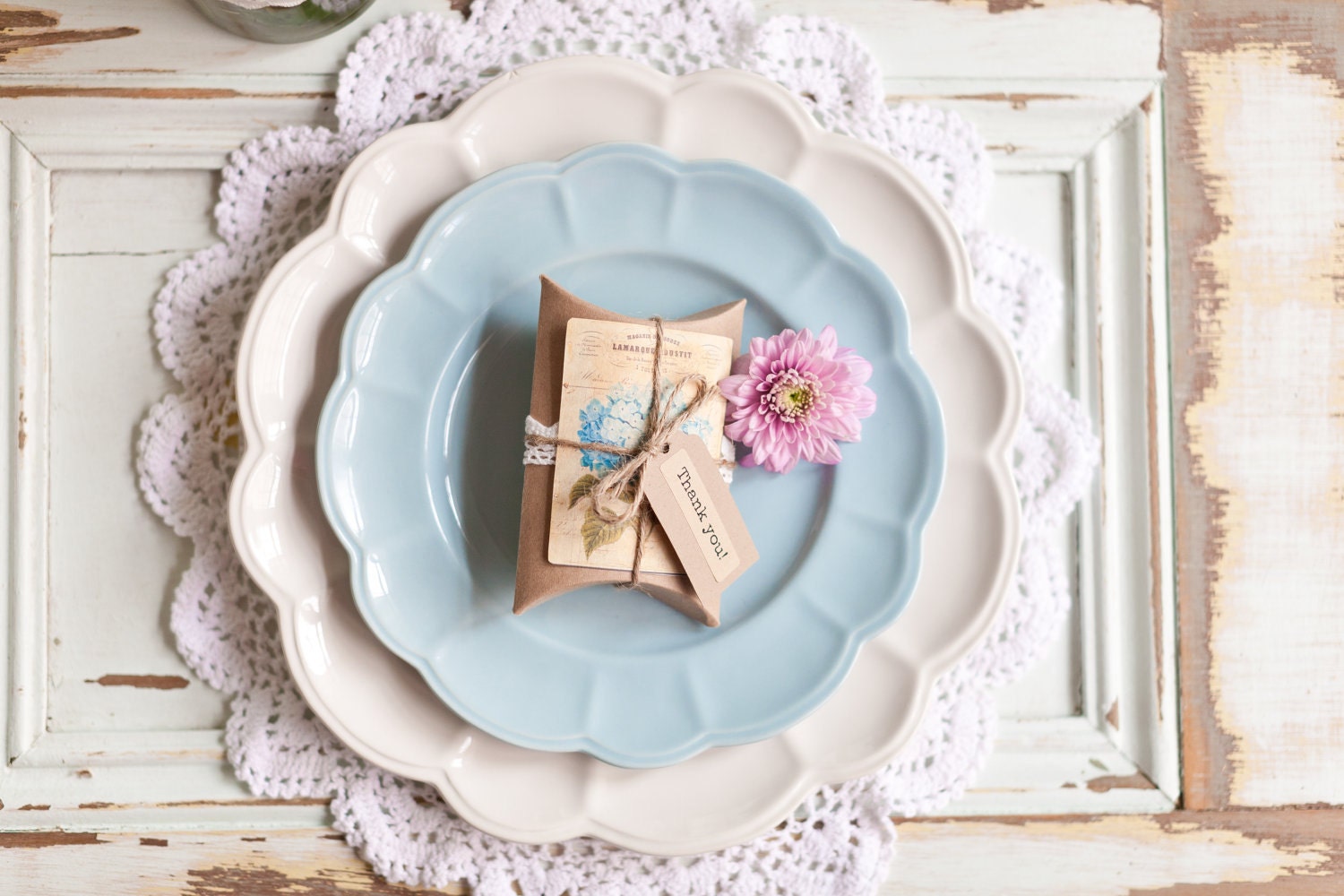 Wedding favour vintage rustic chic with chocolates