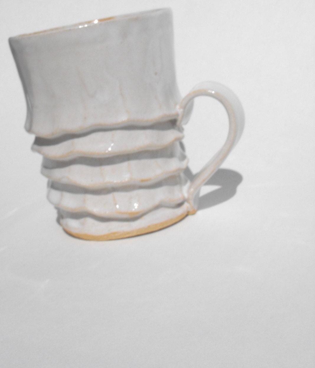 Stoneware , Pottery, coffee, tea, long espresso cup, small mug , white, hand built out of clay
