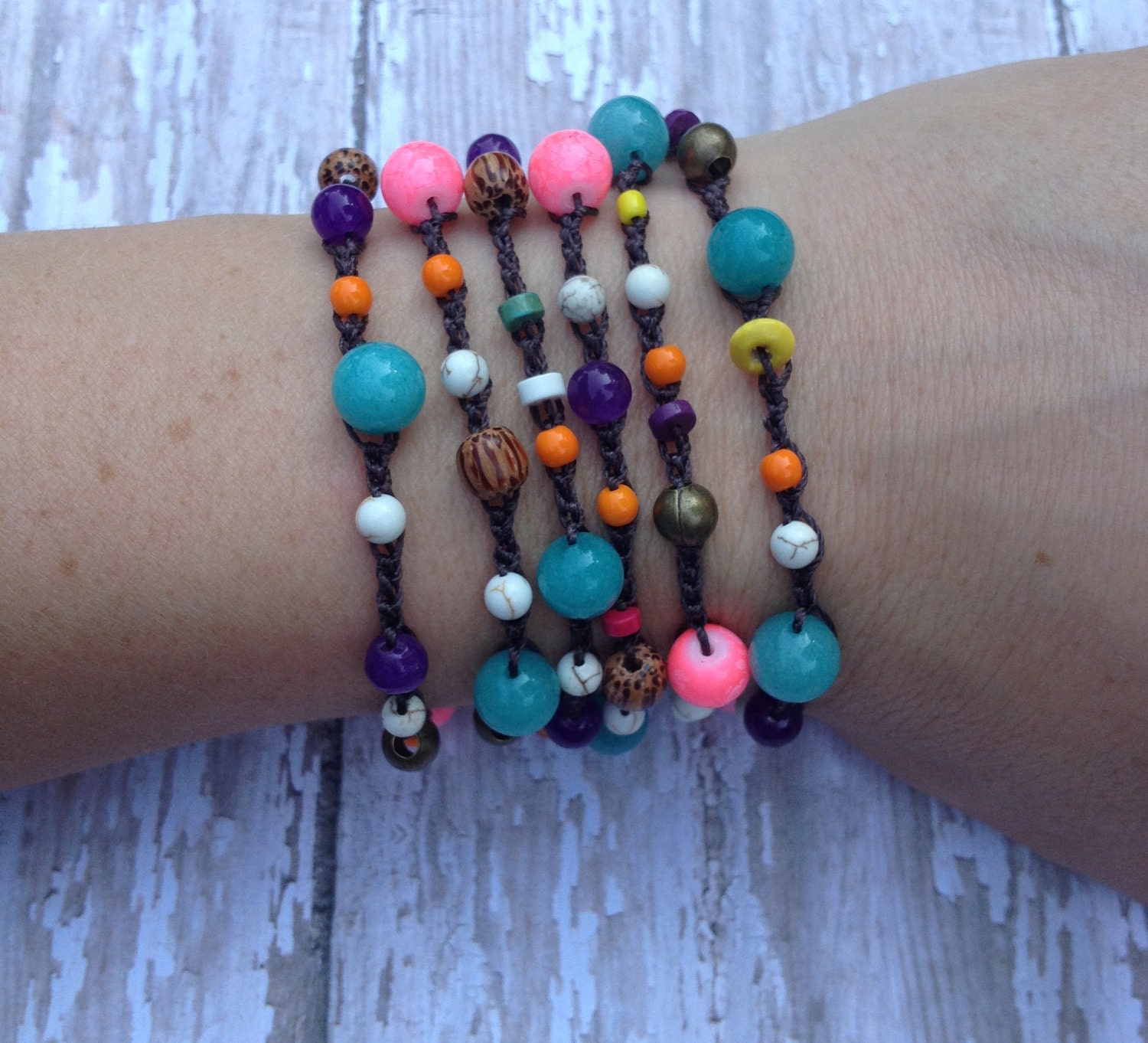 Multi-Colored Beaded Bohemian Crochet Bracelet/ Anklet/ Necklace,Hippie/ Boho Chic/ Eclectic/ Yoga Jewelry