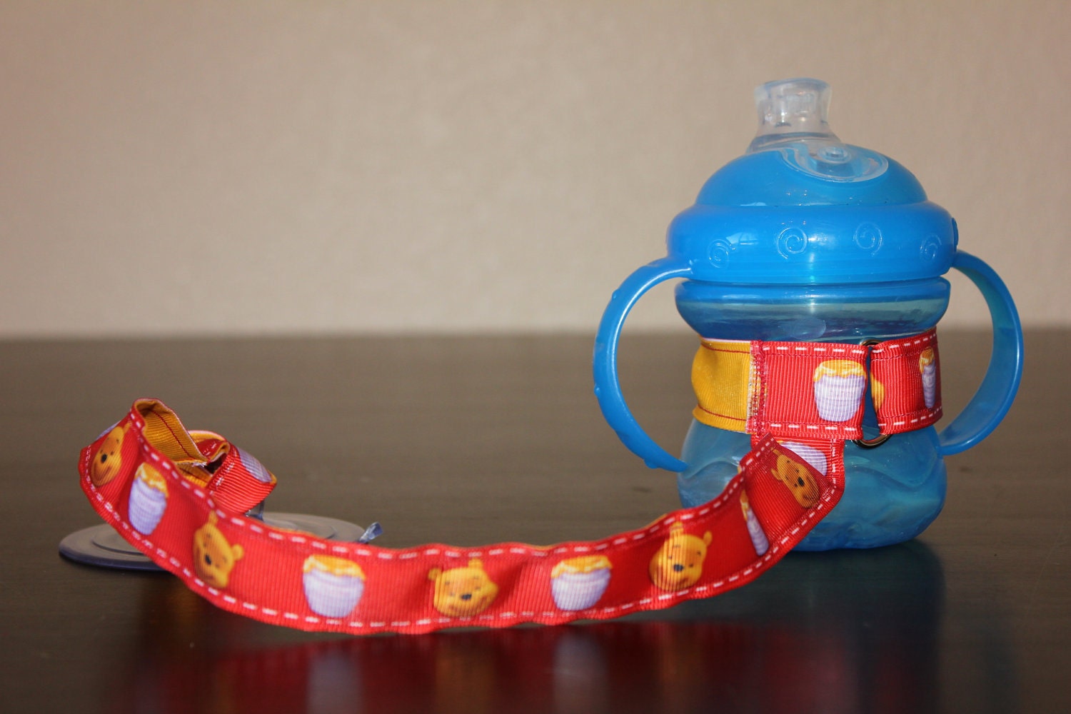Bottle Tether, Toy Tether, Sippy Strap with Suction Cup- Winnie The Pooh