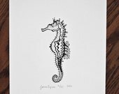 Seahorse Letterpress 8.5 x 11 Print