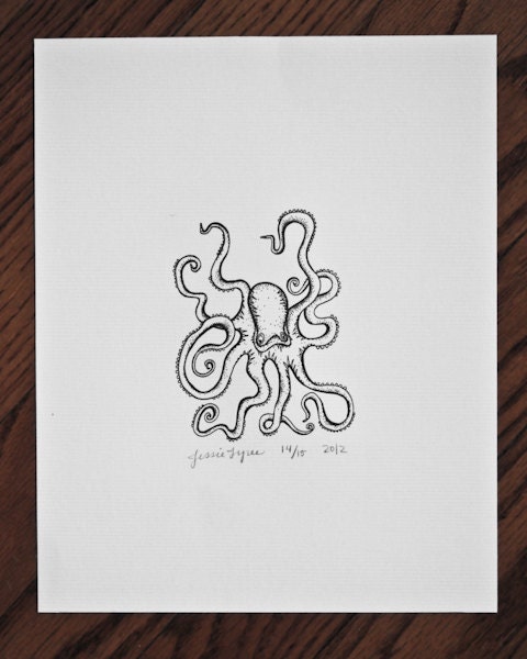 Octopus Letterpress 8.5 x 11 Print