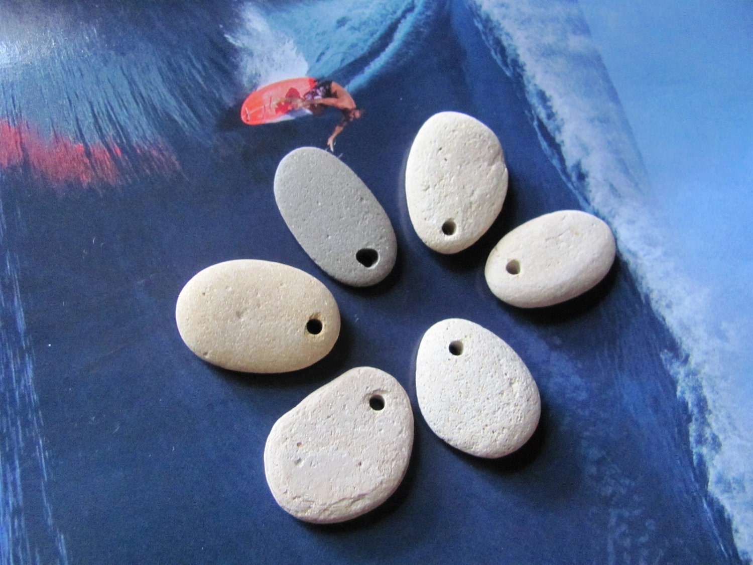 6 Drilled Beach Rocks Natural