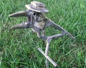 Bird Metal Sculpture Metal Yard Bird Stake Garden Art Yard Art Found Objects