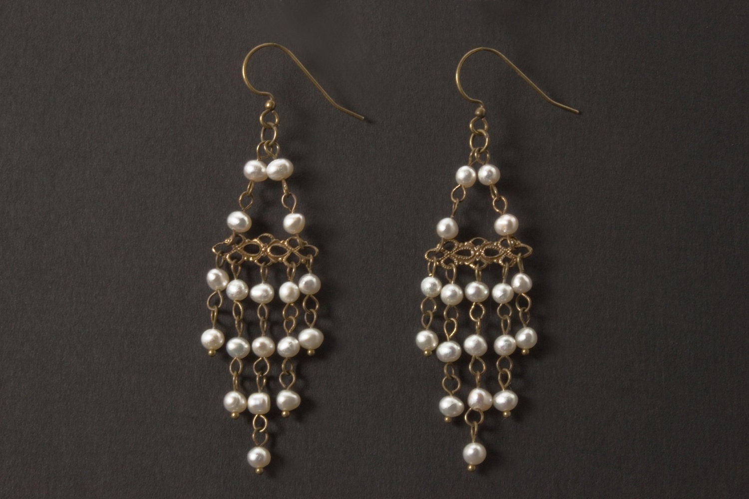 Vintage Inspired Pearl Chandelier Earrings