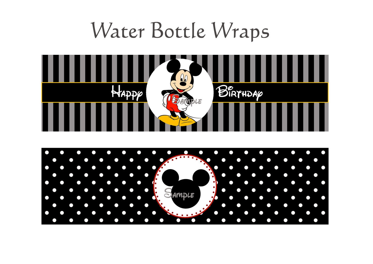 Mickey mouse Printable Water Bottle Wrappers by jiidashop on Etsy