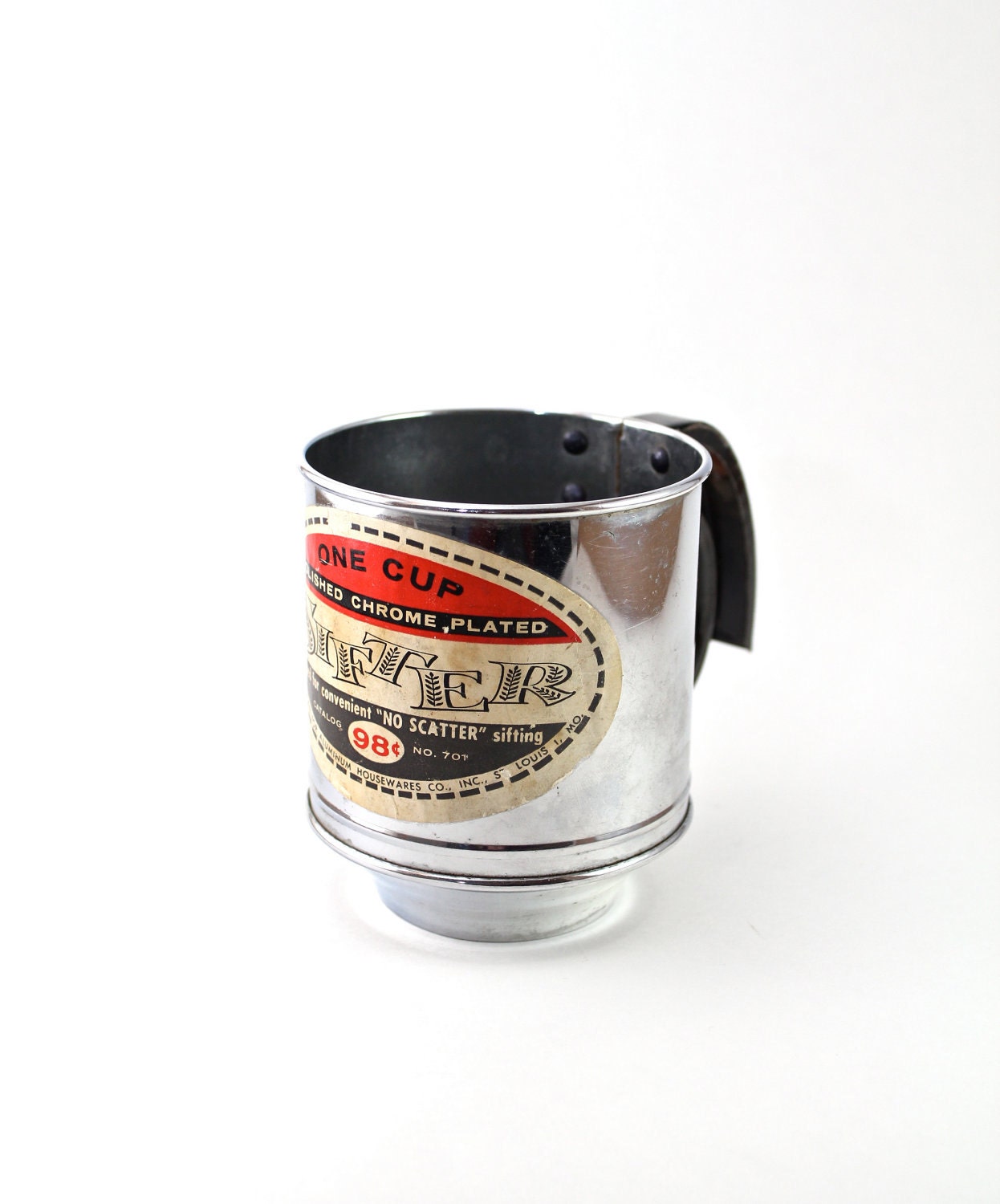 Vintage Chrome Plated One Cup Flour Sifter