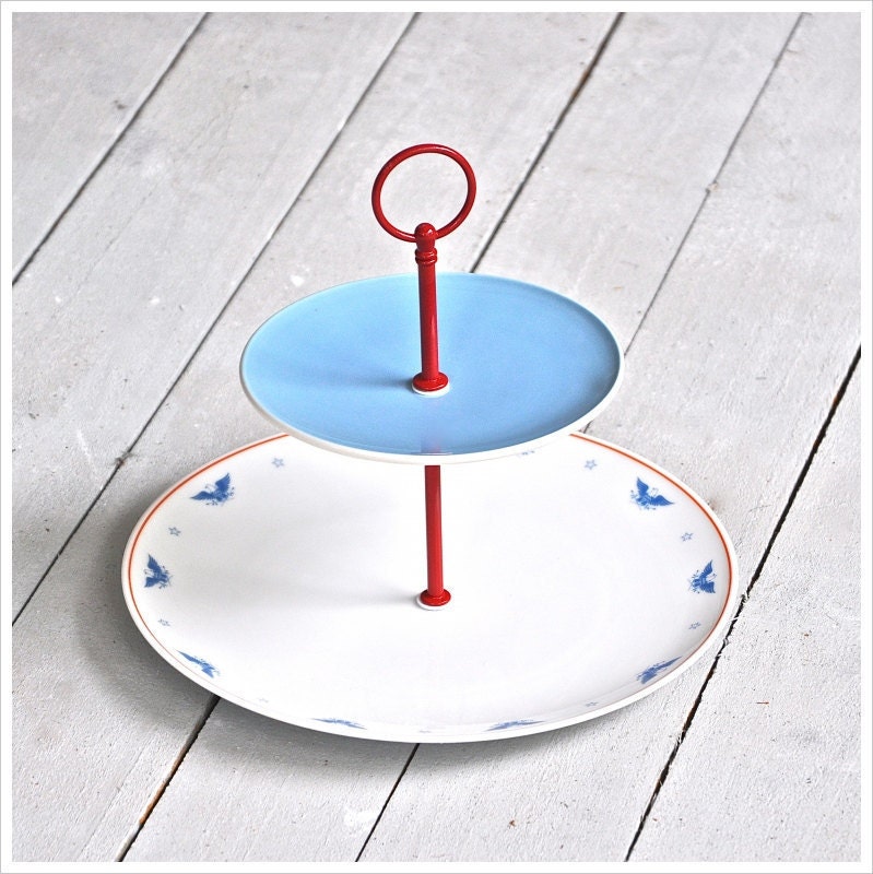 Edgartown: 4th of July Cake Stand, Red White and Blue, Bald Eagle, Stars and Stripes