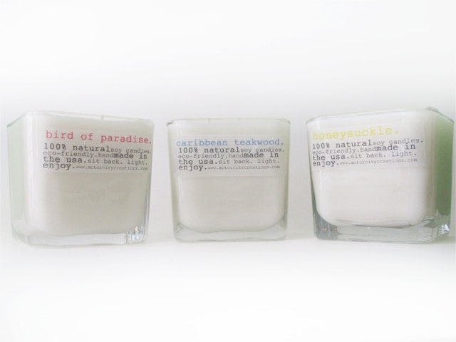 Save 15 dollars, Three 12 oz 100% highly scented natural soy wax candle in glass cube, you pick any scent, mix and match, save 15 dollars