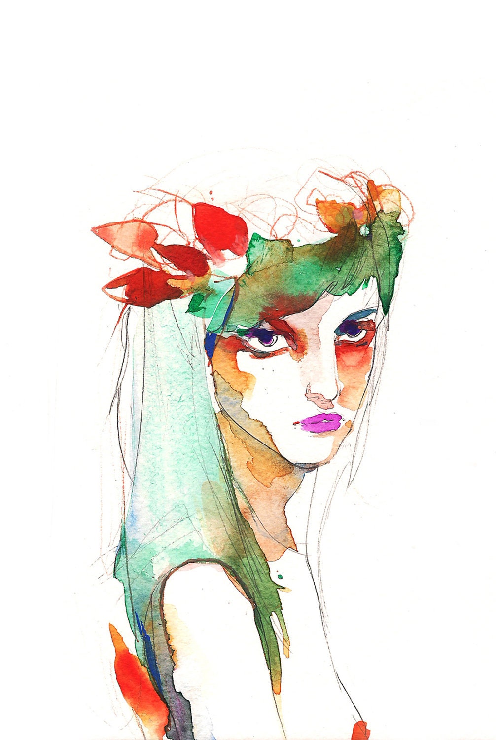 Giclee print 'Mermaid in emerald'