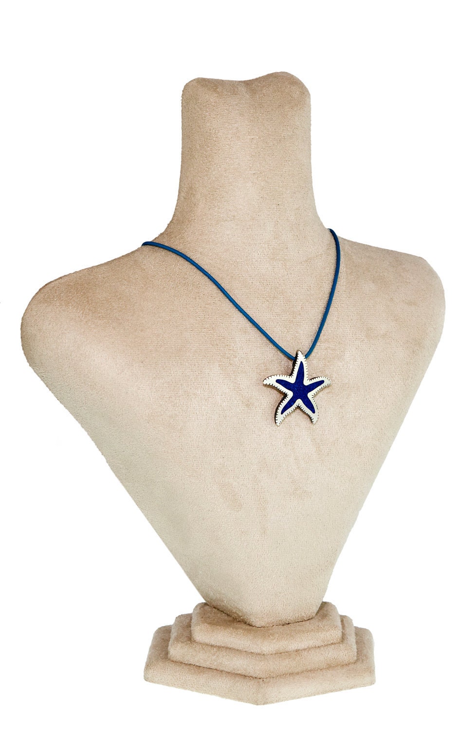 elibelindeSilver/handmade sterling silver mosaic starfish pendant.natural stones (coral,lapis,malachite,turquoise) red,green and blue......