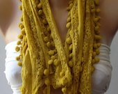 Mustard - Elegant scarf lace scarf...