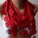 Red - Pashmina and Elegance Shawl / Scarf with Lace Edge