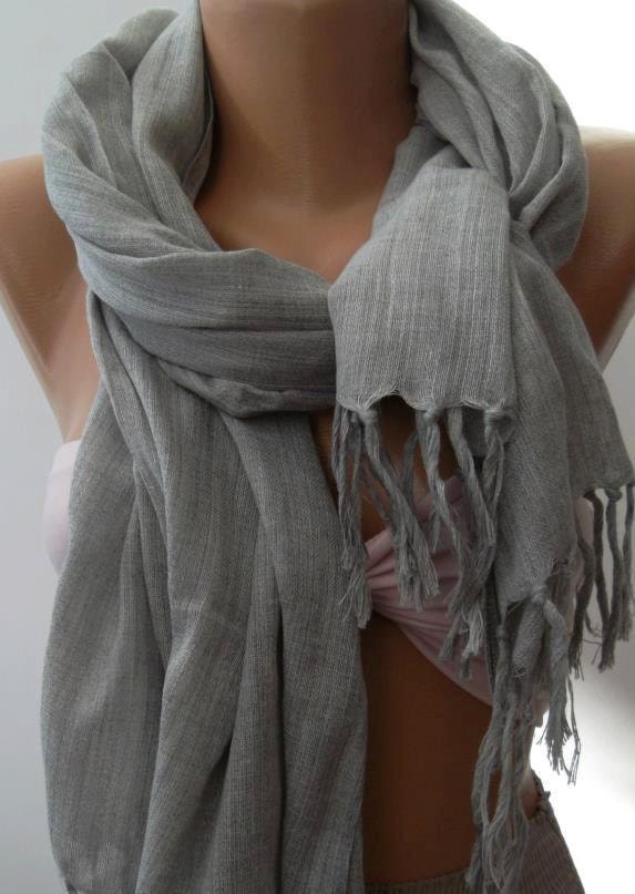 Soft Linen - Gray - Elegance - Shawl - Scarf
