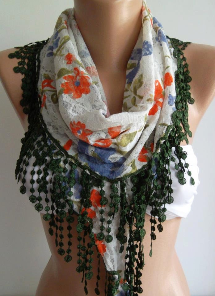 ON SALE Elegance Scarf with Lacy Edge