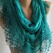Turquoise - Elegance Shawl / Scarf with Lacy Edge------soft and light