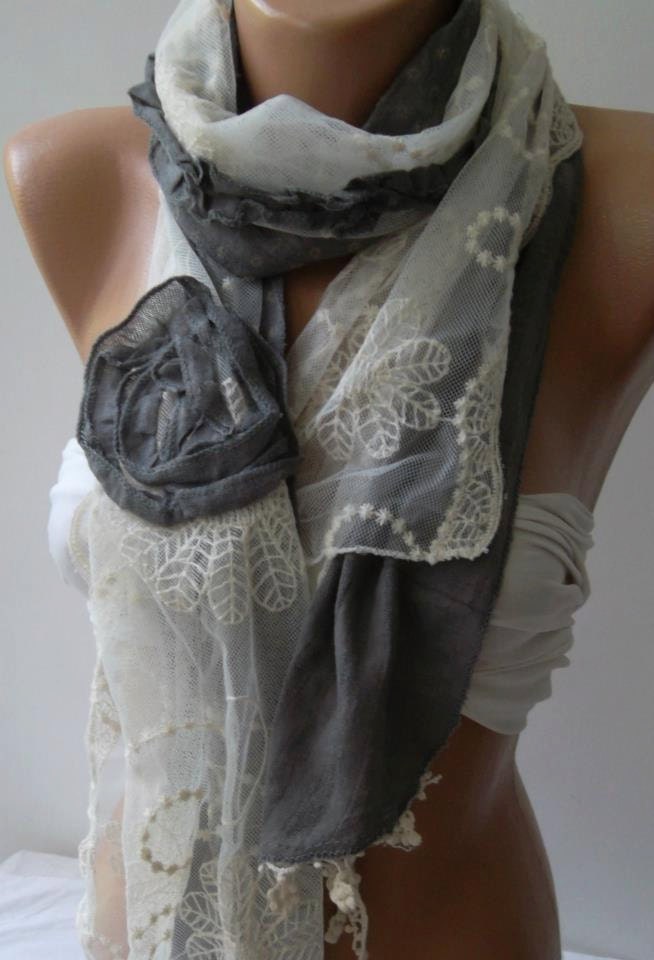 Georgeus Scarf Elegance Scarf Feminine Scarf Cotton and Tulle fabric