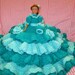 Crochet African American Victorian Bed Pillow Doll In Shades of Blue