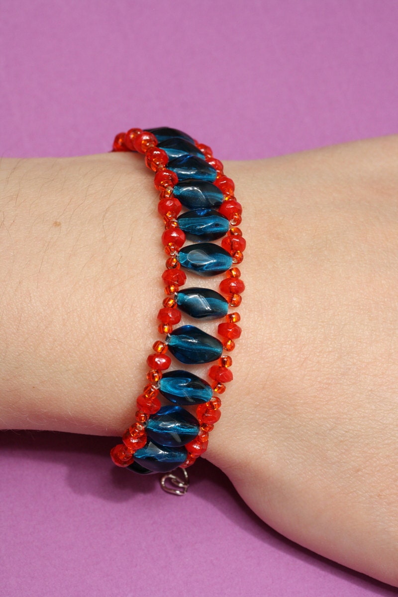 Czech glass beaded bracelet in vivid colors
