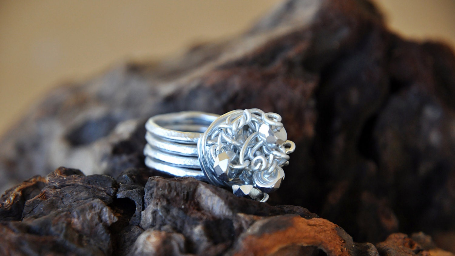 SILVER - Aluminum Handmade Wire Wrapped Ring