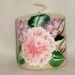 Pink roses & lilacs hand-painted 3 inch pillar candle.