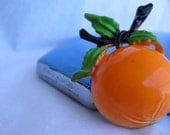 70s ORANGE Brooch Just Peachy