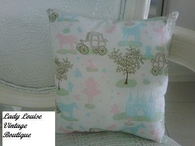 New Kids Baby FAIRY TALE Whimsical Small Pillow Cushion CINDERELLA Nursery Cute