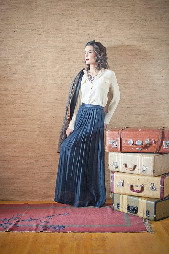 Silk Pleated Maxi Skirt